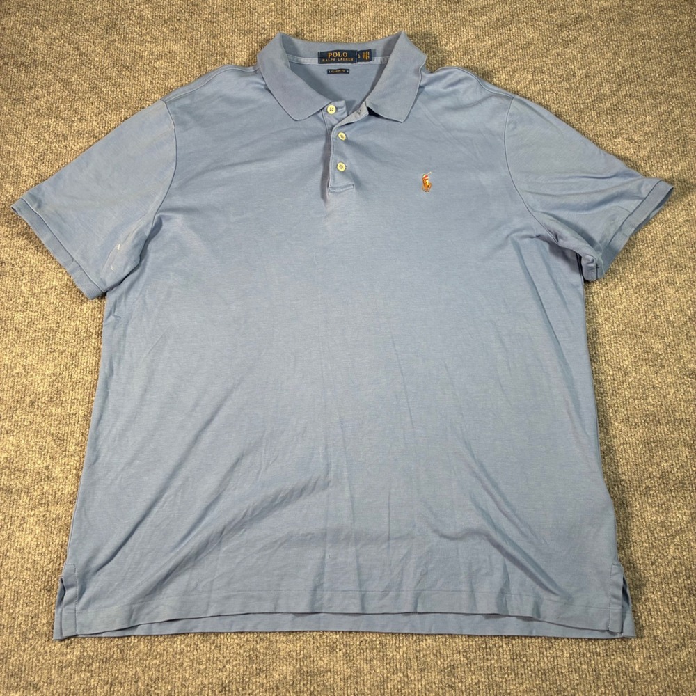 Polo Ralph Lauren Classic Fit Polo Shirt Mens L Blue Cotton Pique Pony Logo